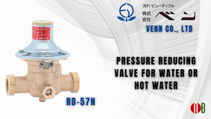 RD-57N pressure reducing valve installed in water system showing compact cartridge design and brass body construction.