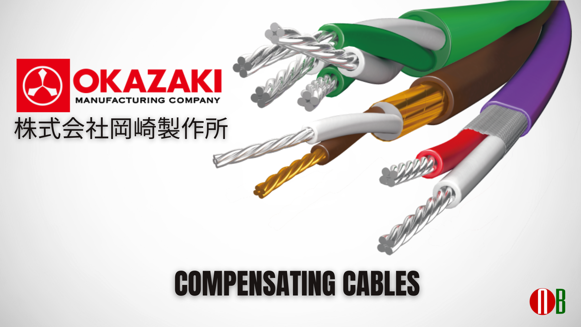 Thermocouple compensating cables by Okazaki Manufacturing for precise industrial temperature control applications.
