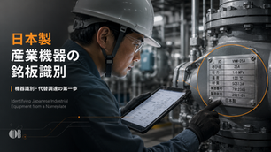Japanese industrial equipment nameplate identification for replacement equipment and spare parts sourcing from Japan.