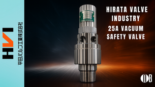 Close-up view of the 25A Vacuum Safety Valve - Hirata Valve Industry installed on an industrial tank.
