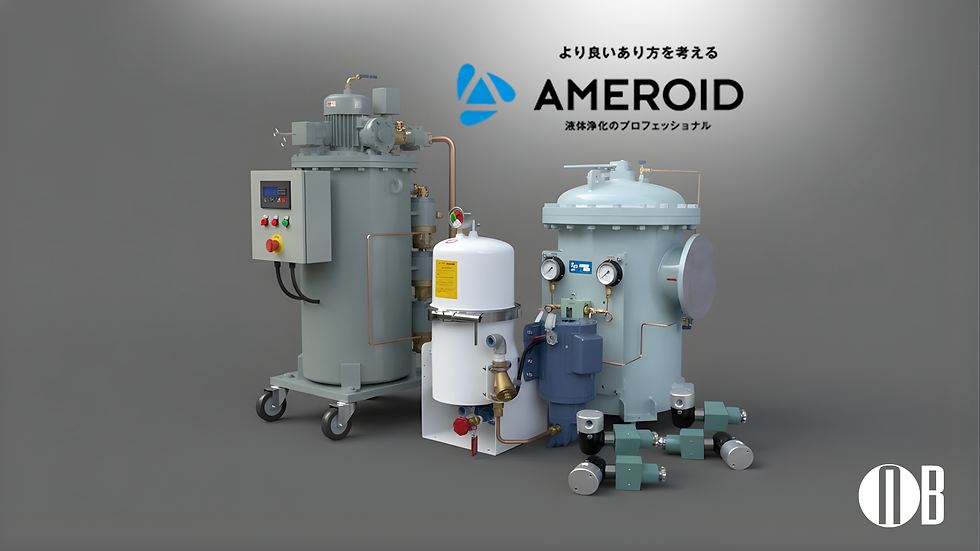 AMEROID centrifugal oil and water separator system with pressure vessels, control panel, piping, and mobile industrial frame