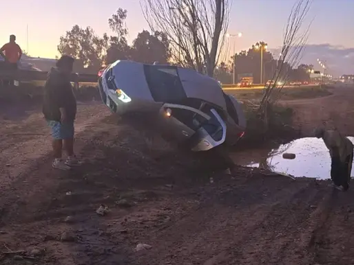 Ruta 7: un auto pasó de largo y unos álamos evitaron un vuelco