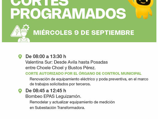 CALF: Corte de luz programado para hoy