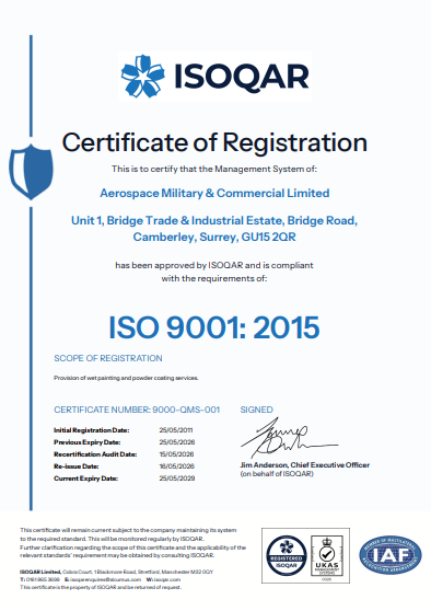 iso certificate Aerospace Military & Commercial Ltd