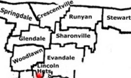 Suburbs around Lincoln Heights that were consolidated into the Princeton School District in the 1950s.
