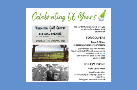 Celebrate 56 years since the opening of Vincentia Golf Course on Sunday 19 January