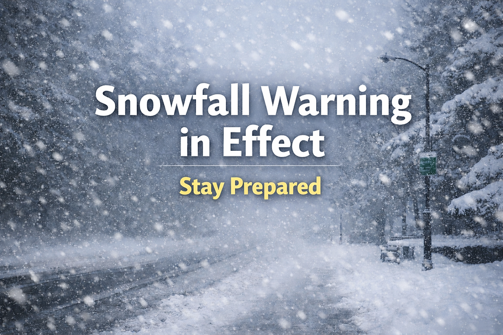 Snowfall Warning in Effect for Friday 