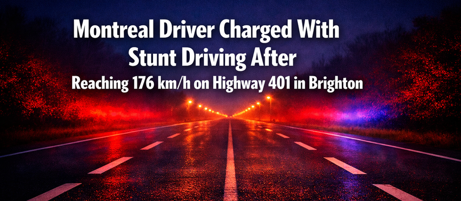 Montreal Driver Charged With Stunt Driving After Reaching 176 km/h on Highway 401 in Brighton