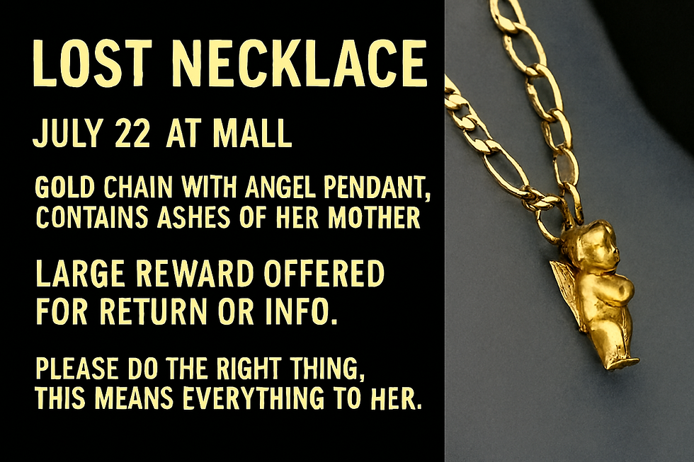 Lost Necklace Containing Mother’s Ashes – Help Bring It Home ❤️