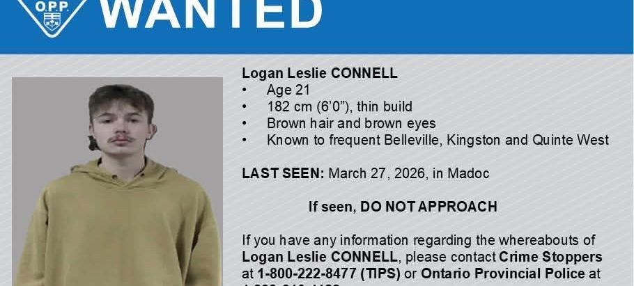 OPP East Region Issues Public Appeal to Locate 21-Year-Old Male Wanted in Eastern Ontario