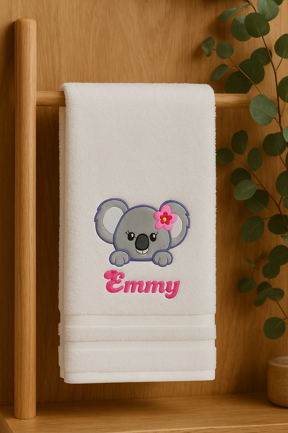 drap de bain personnalisé avec un koala brodé et un prénom