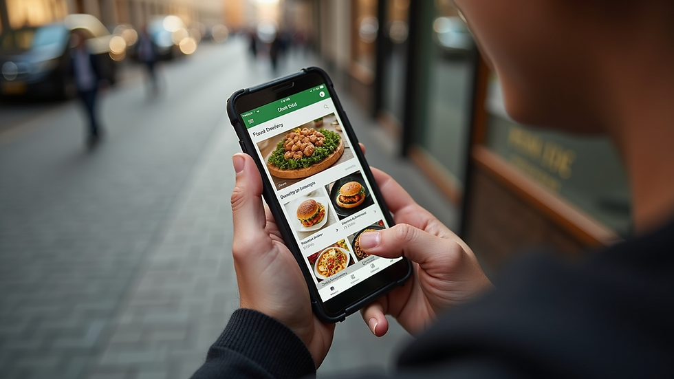 High angle view of food delivery apps on a smartphone
