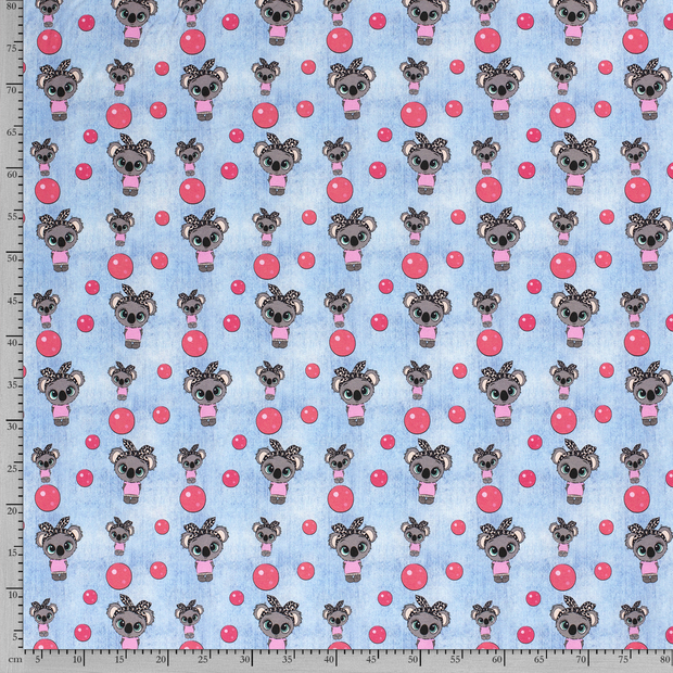 Миниатюра: Koala and Balls - Light Denim , Cotton Jersey - Sold by the Half Meter
