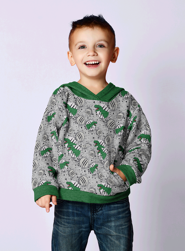 Küçük resim: Dinosaur Eggs on Khaki and Green Background French Terrysold by the Half Meter