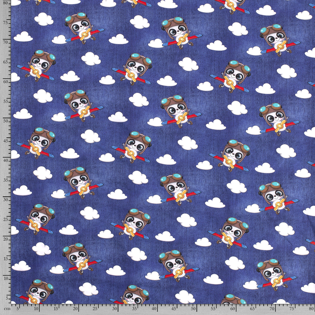 Animal Pilots on Navy Cotton Jersey -  Sold By the Half Meter