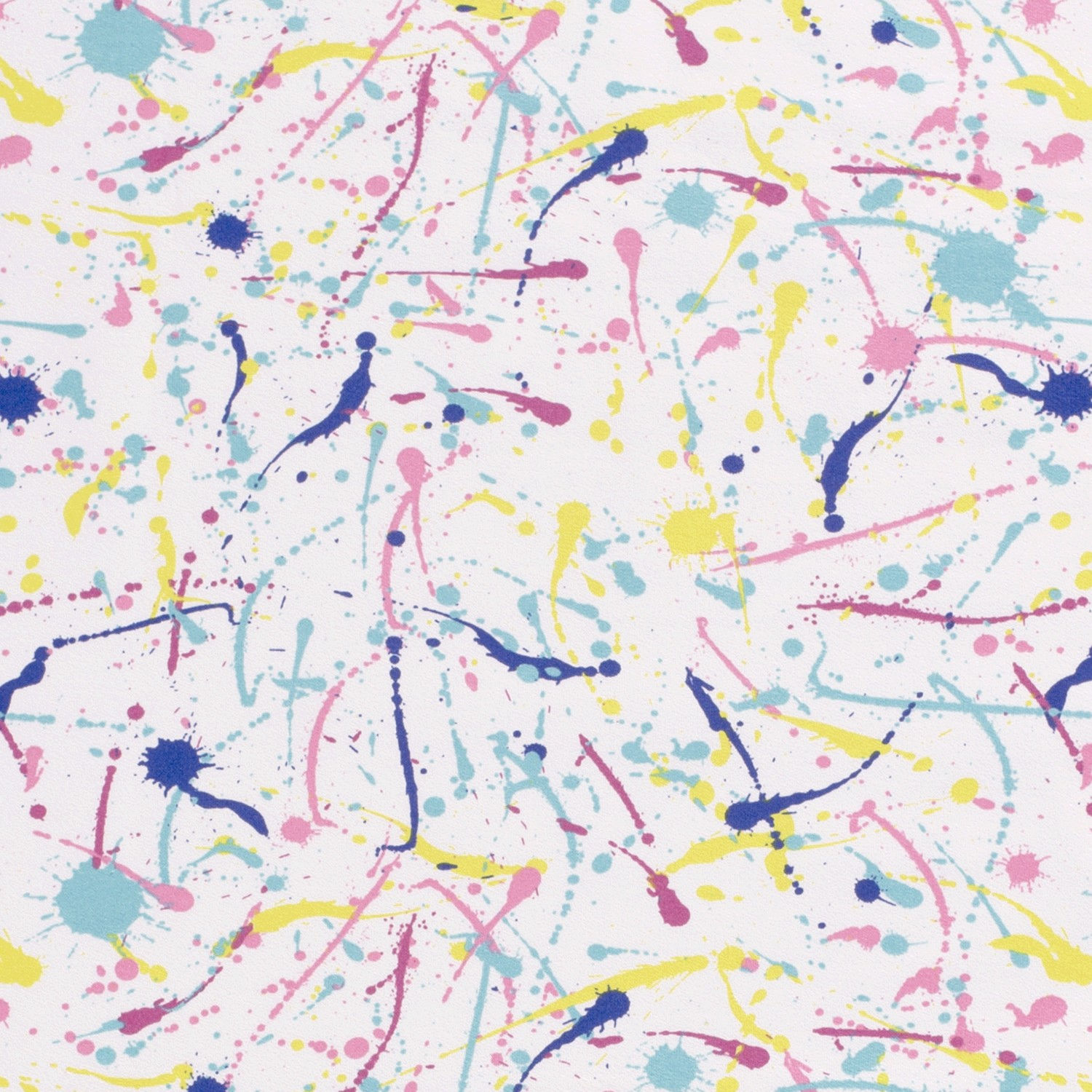 Abstract Paint Splatter French Terry Fabric on White Background - Dressmaking,