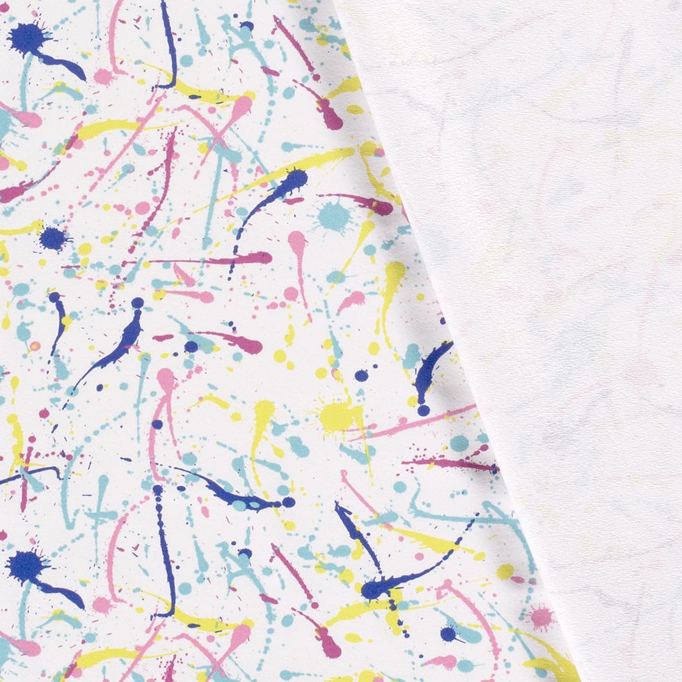 Miniatura: Abstract Paint Splatter French Terry Fabric on White Background - Dressmaking,