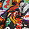 Miniature : Boom, Pow, Bang Polyester Fabric on Black Background - Dressmaking Material 