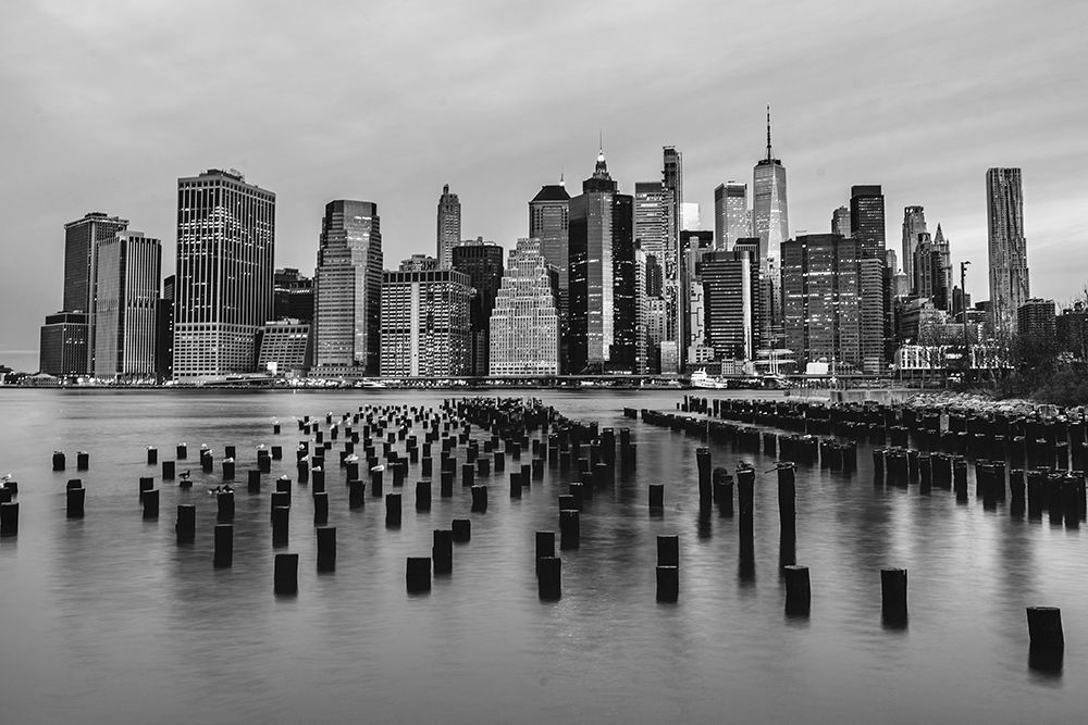 Monochrome Manhattan - NYC Skyline & Old Pier Photography Print