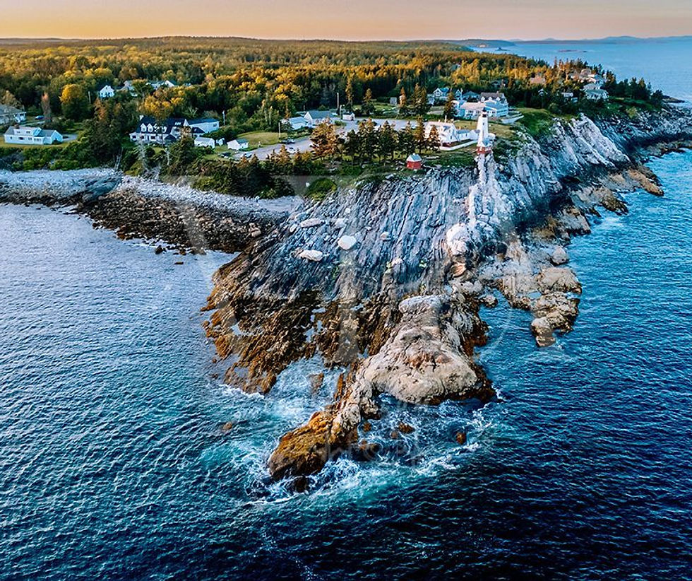 Thumbnail: Drone Landscape of Lighthouse & Ocean Cliffs - Blue Water Print