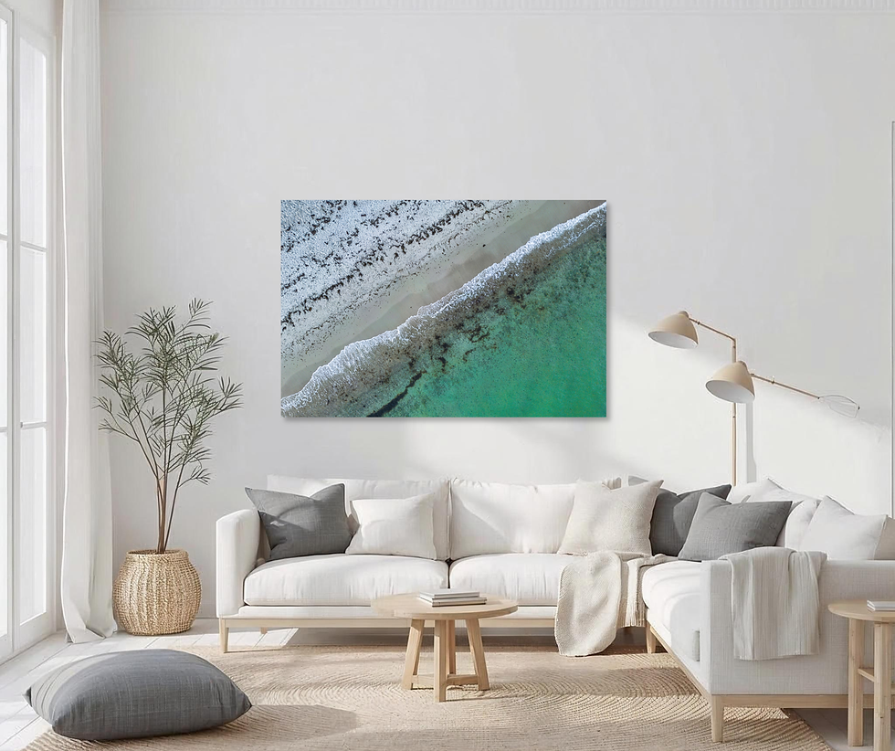 Thumbnail: Aerial Shoreline Texture - Turquoise Ocean & Sand Drone Photography Print