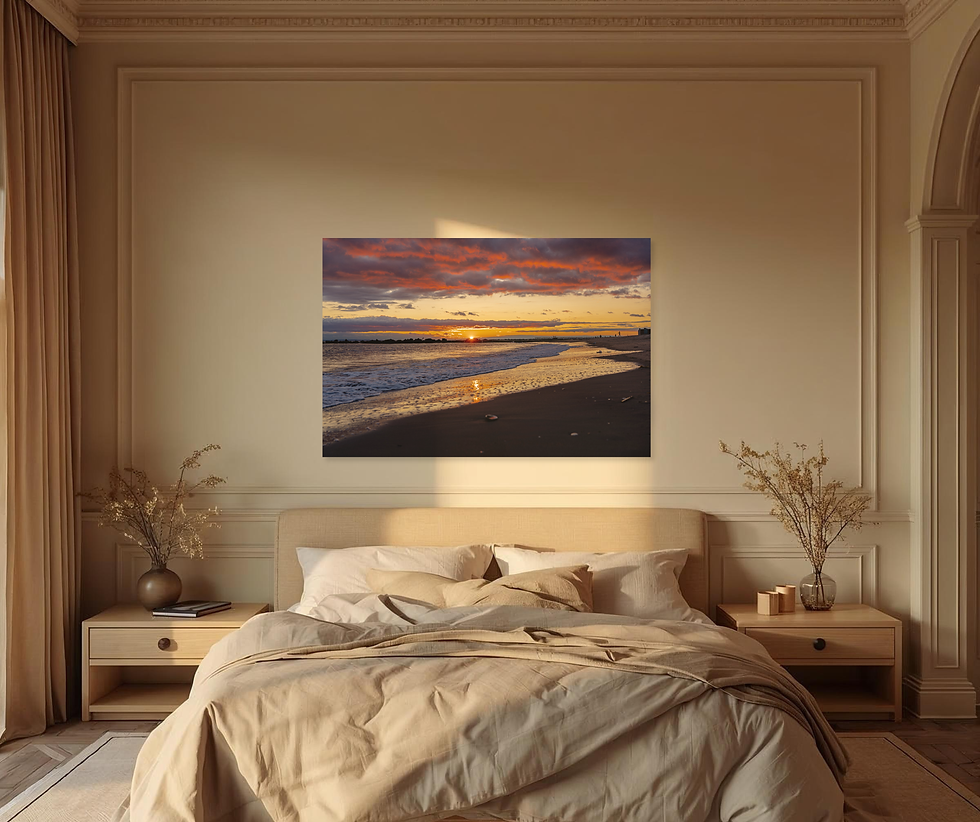 Thumbnail: Purple & Gold Sunset Beach - Dramatic Coastal Landscape Photography Print
