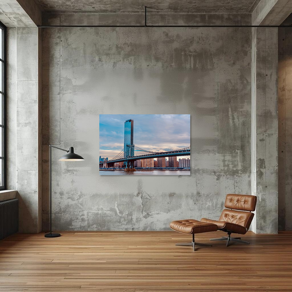 Thumbnail: Manhattan Bridge & Modern Tower - Urban NYC Architecture Photography Print