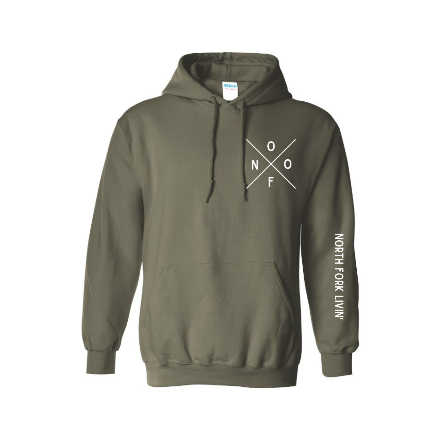 NOFO Original X (white) - Military Green Hoodie