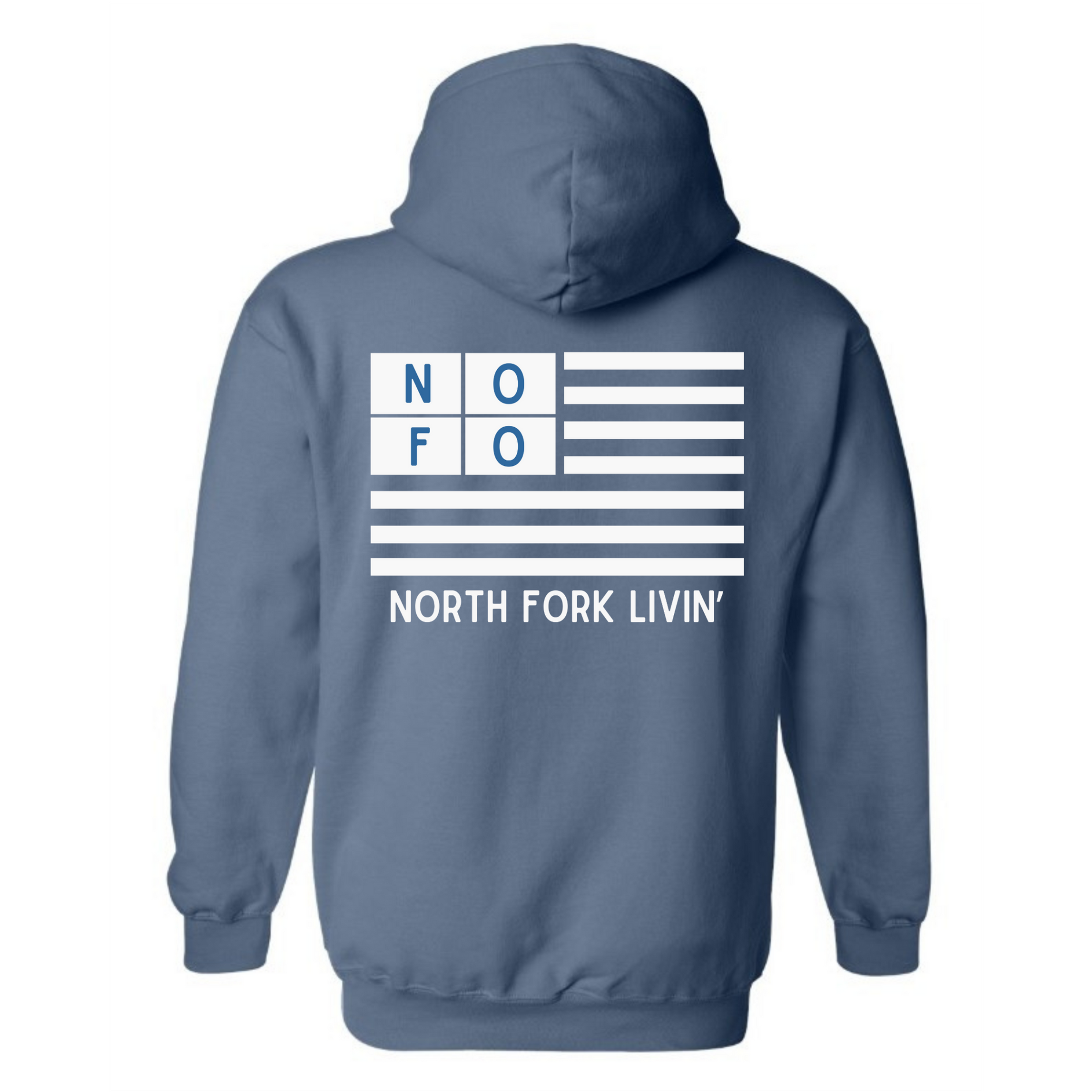 NOFO Americana (white) - Indigo Blue Hoodie