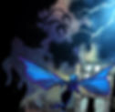 Chaotic Flux - Zithara runs from the Dreadfiends towards an abandoned home, as lightening strikes the sky.