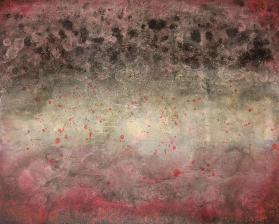 Black and red abstract painting.