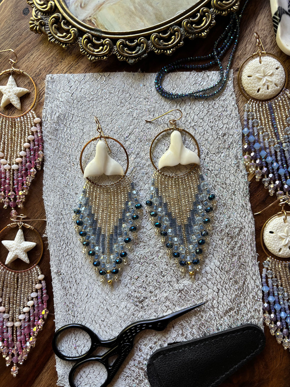 Thumbnail: Alina - Beneath the Tides, Hand Carved Bone Whale Tails 