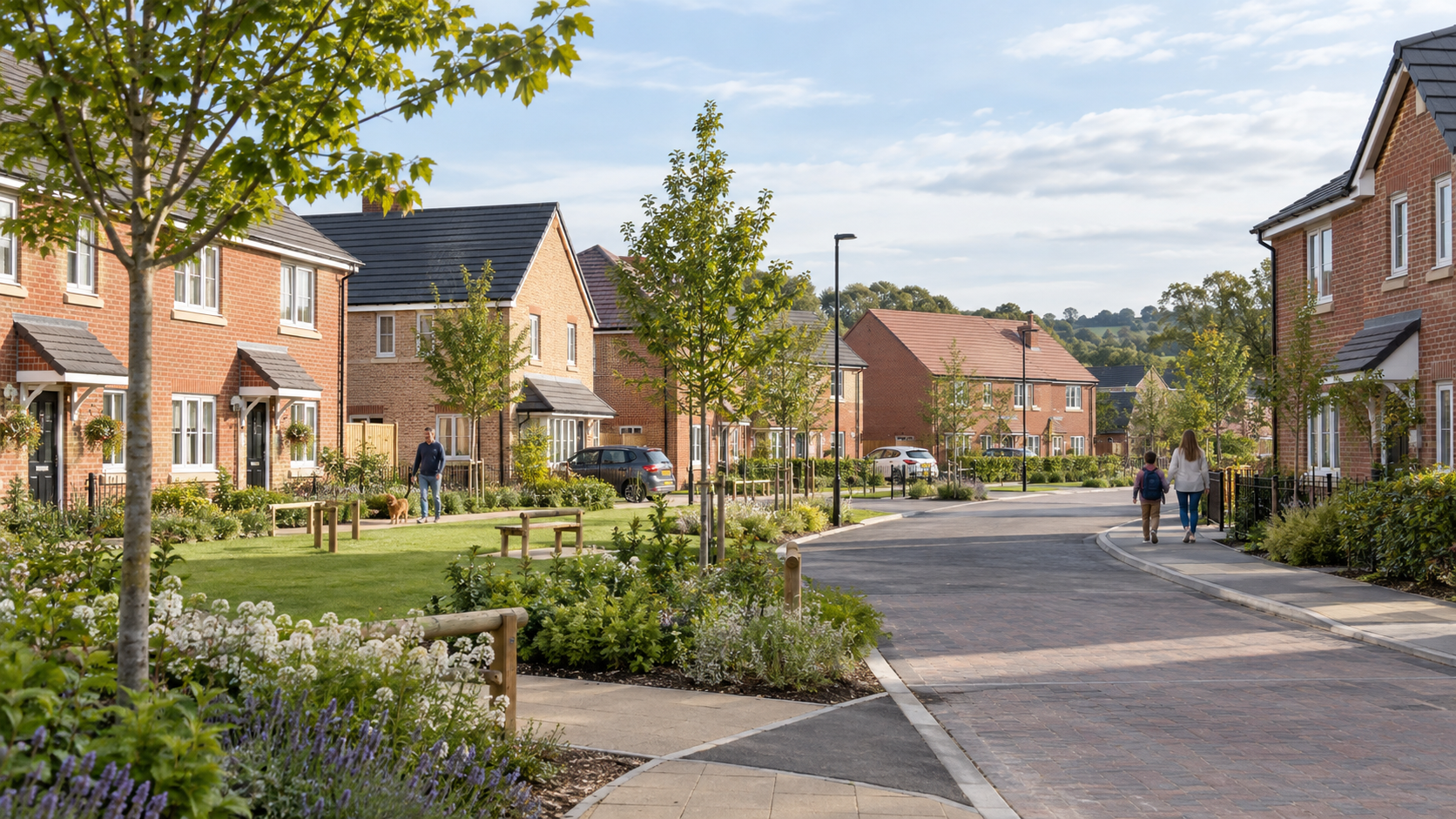 Homes along a newly planned residential development