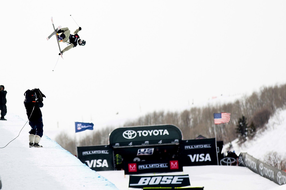 Brita doing a trick in the air.