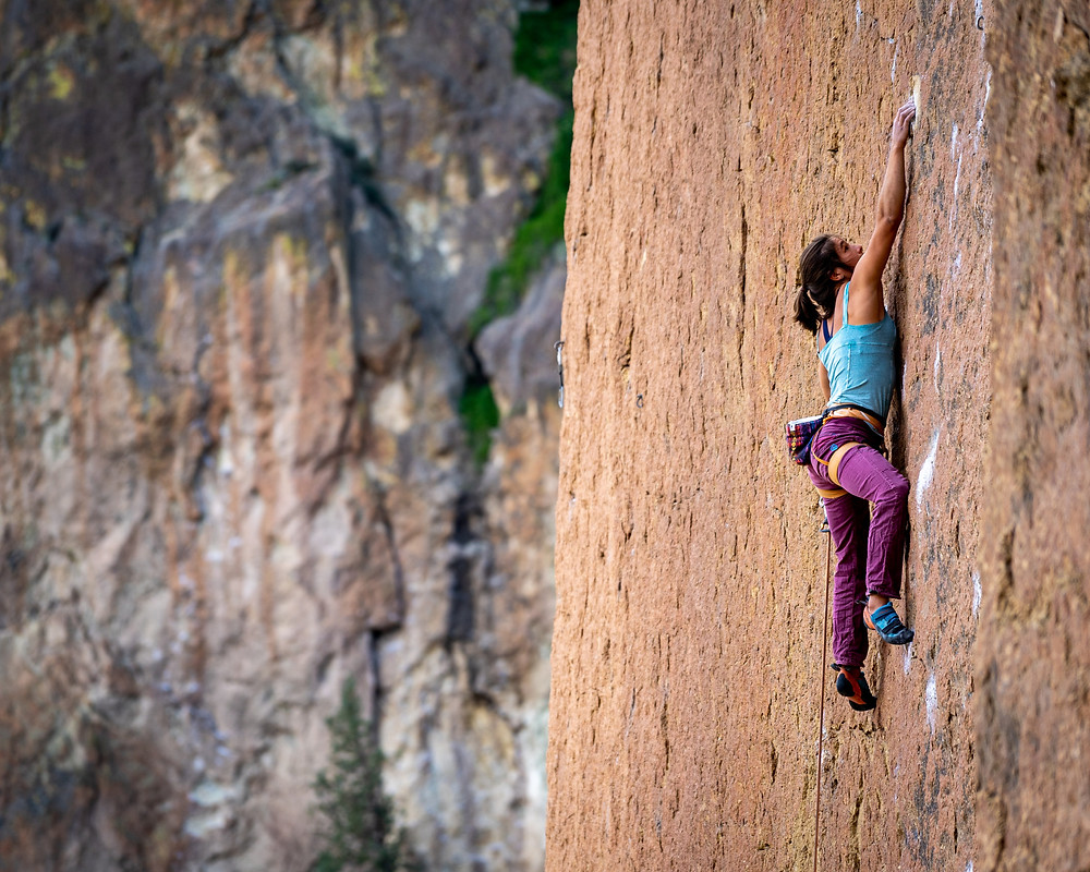 Maya sending Rude Boys, 5.13b/c at Smith Rock, OR