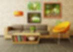 coloured picture frames on brown wallpaper