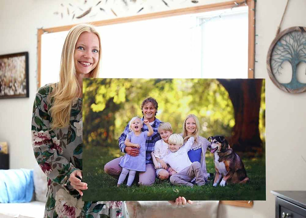 woman holding canvas print