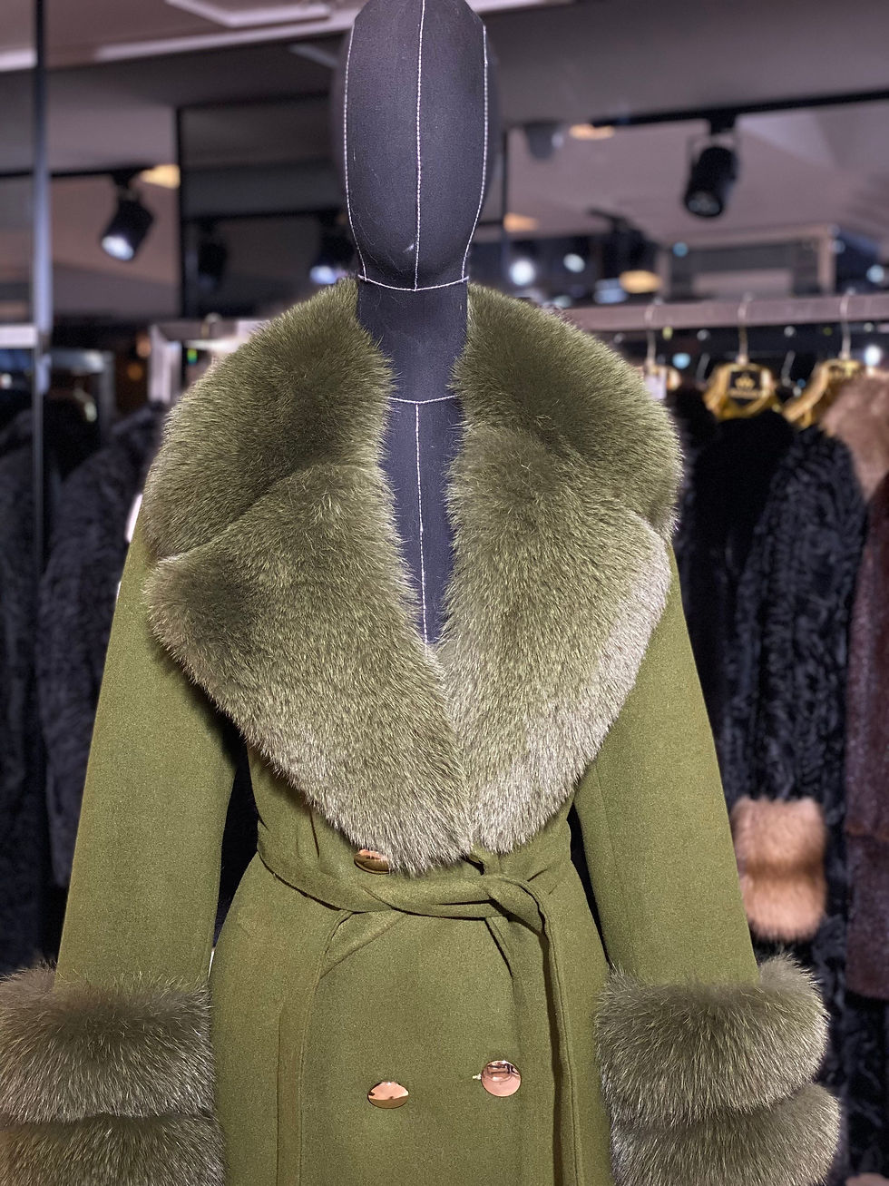 Thumbnail: Cashmere, Wool mixed Fabric Woman Fur Coat with Real Fur Coat Woman’s Long Winte