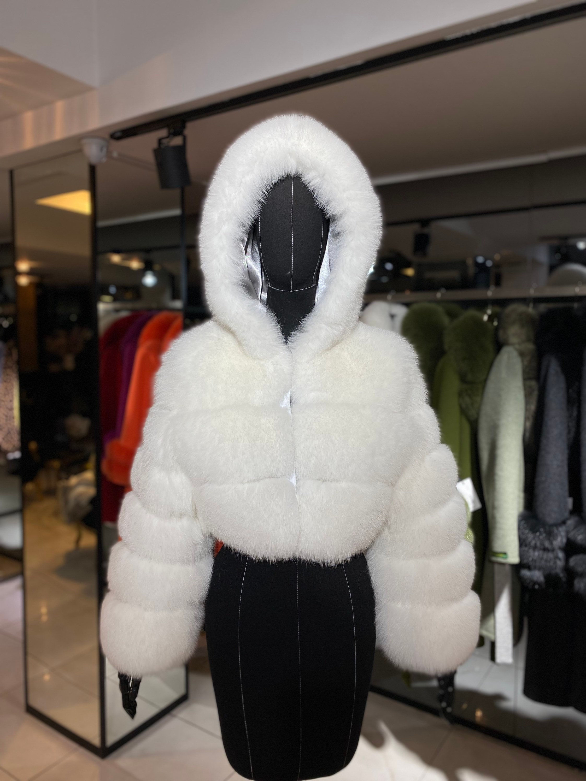 Women White Fur Coat with Real Fox Fur Luxury Women Jacket Women’s Winter Coats 