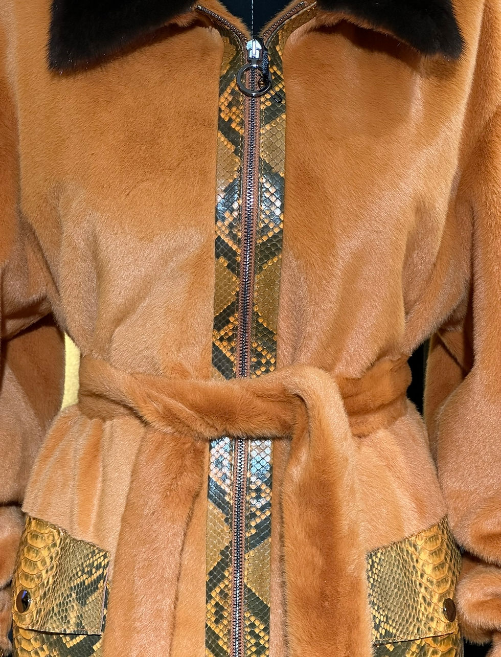 Küçük resim:  Women Orange Luxury Coat with Mink Collar Special Fabric Women’s Winter Coats