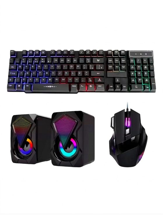 Teclado LED + Mouse Gamer + Caixa de Som 2.0