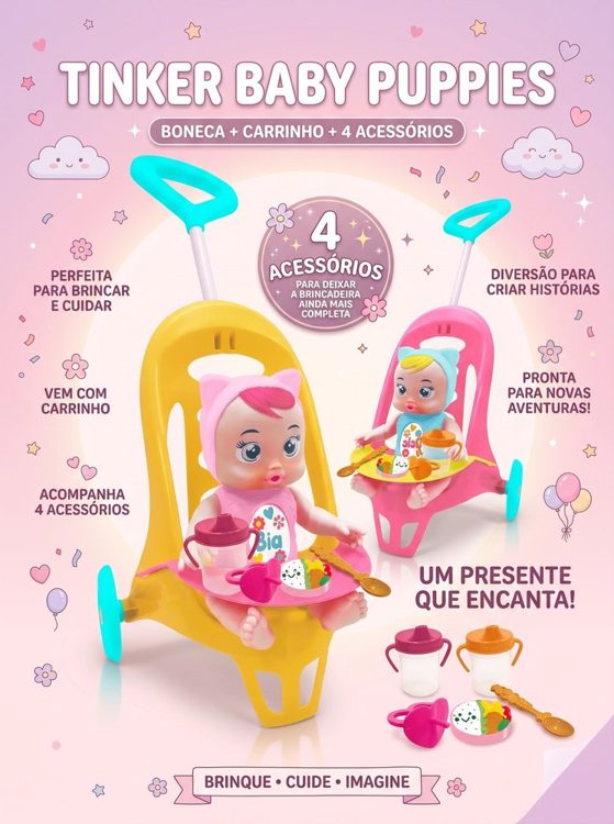 Tinker Baby Puppies com Carrinho