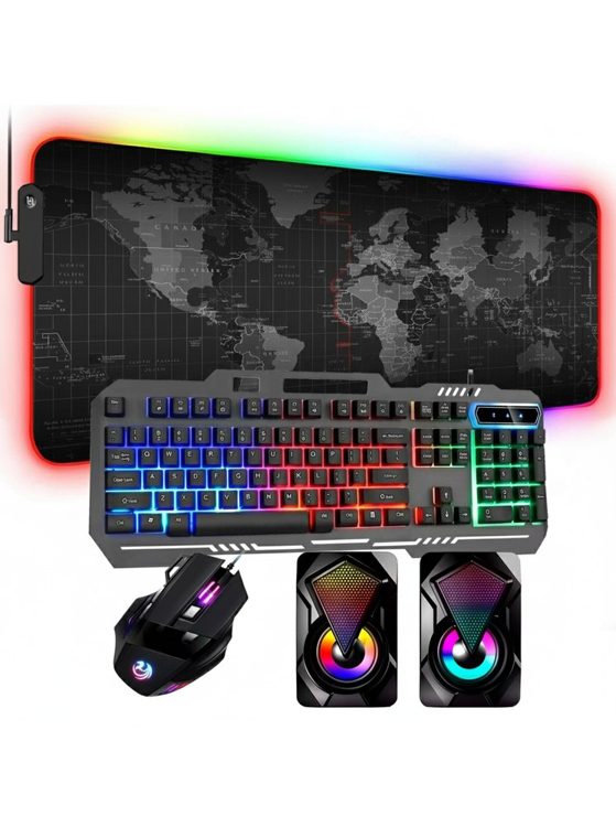 4 em 1 Teclado, Mouse, Som e Mapa Mundi
