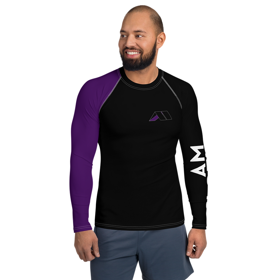 Thumbnail: Men's Purple Sleeve AM Clothing Slim Fit Training Top