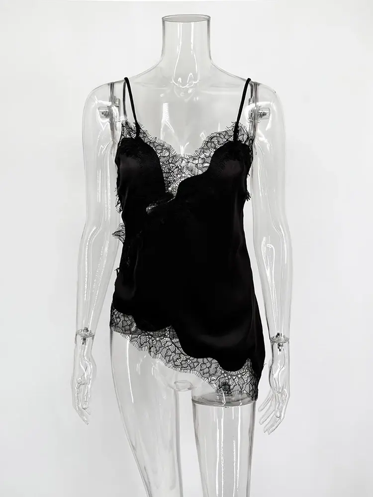 Thumbnail: Tornova Lace Mini Spaghetti Strap Dress