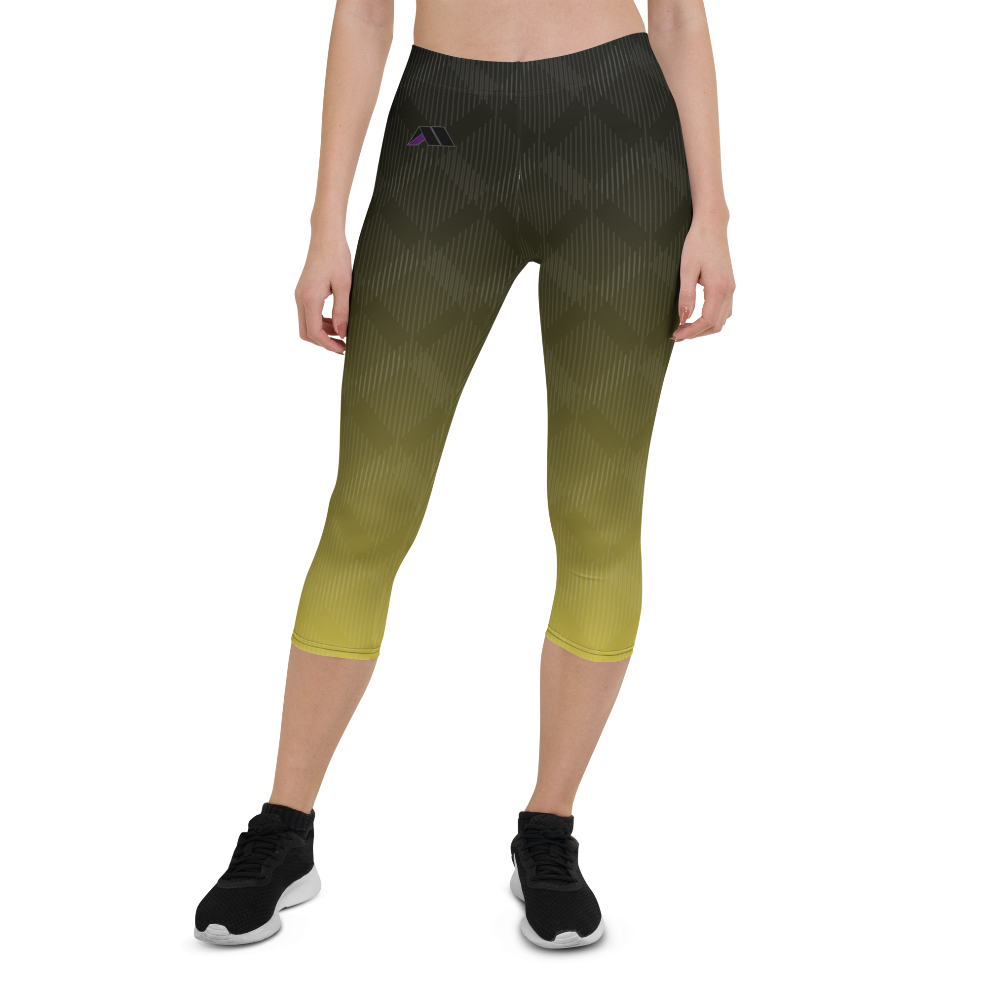 AM Clothing Capri Leggings - Yellow/Black Fade
