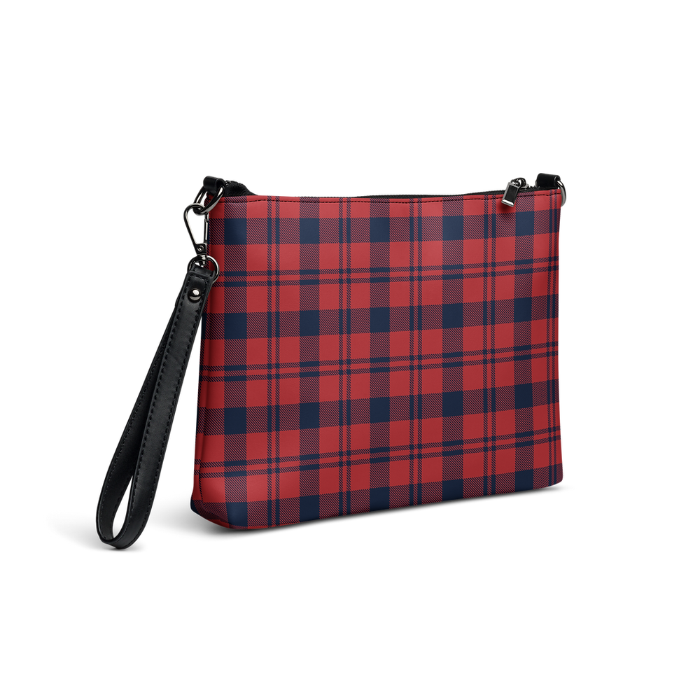 Thumbnail: AM Harrogate Crossbody bag - Red/Navy Tweed Print