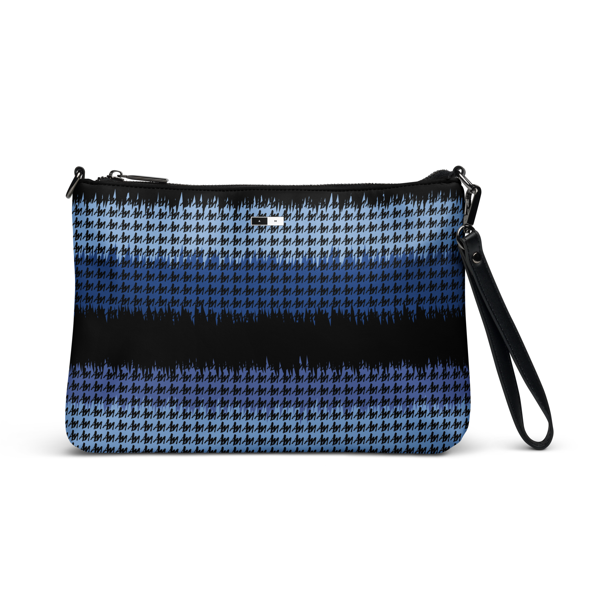 The AM Small All Over Print Crossbody Bag - Blue & Black Static Print