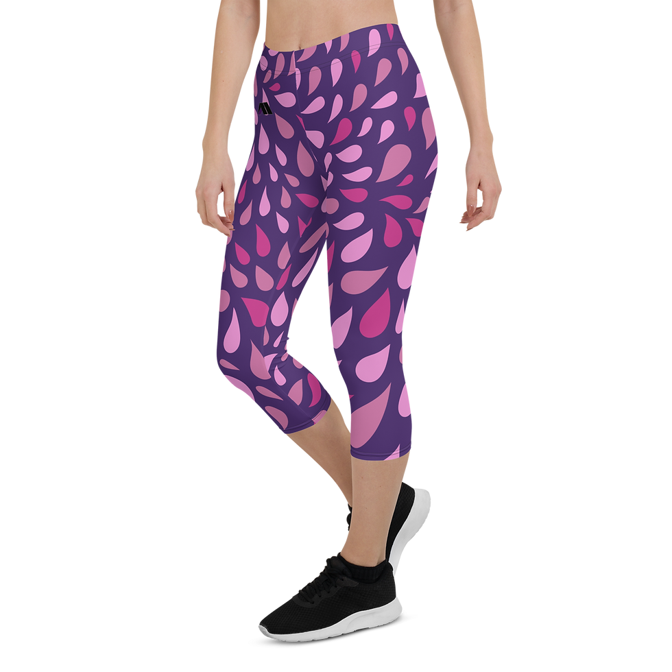 Thumbnail: AM Clothing Capri Leggings - Pink/Purple Droplets