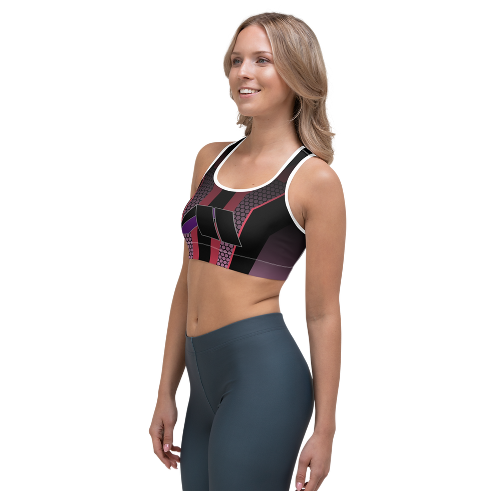 Thumbnail: AM Clothing Sports Bra - Geometric Print Red/Black